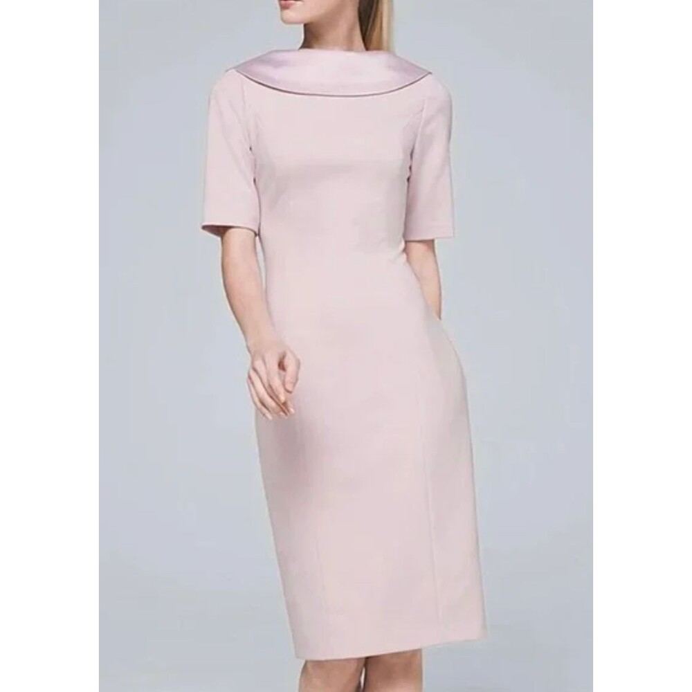 White House Black Market Blush Midi Sheath Dress with Cowl Neck - Picture 2 of 9